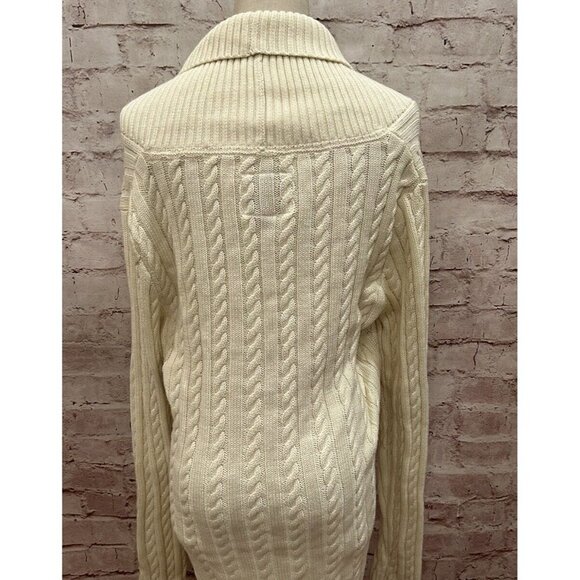 Cardigan Sweater Womens Large ODU Old Dominion University Ivory Cable Knit NEW - Picture 5 of 7